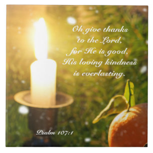 Geben Sie dank die rustikale Kerze Lord-Psalm 107 Fliese