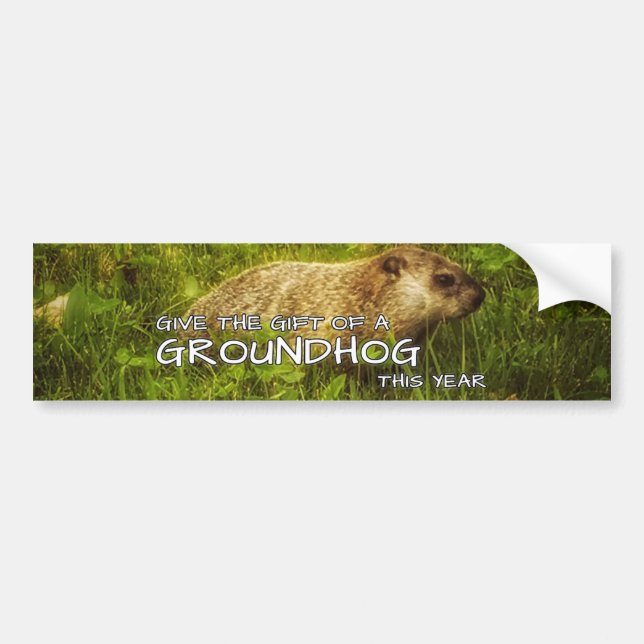 Geben Sie das Geschenk eines Groundhog in diesem J Autoaufkleber (Vorne)