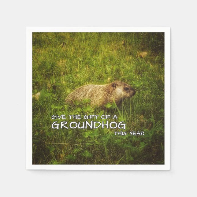 Geben Sie das Geschenk eines Groundhog in diesem J Serviette (Vorderseite)