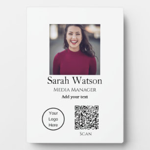 Geben Sie die Geschäftsdetails q r c des Bildtitel Fotoplatte