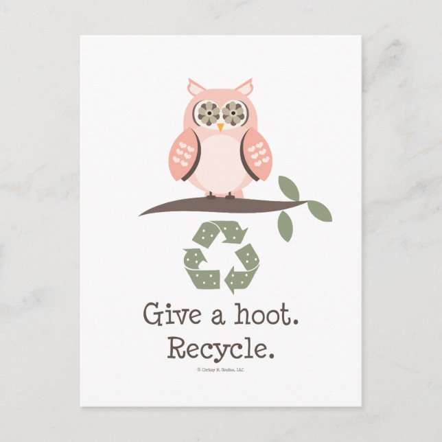 Geben Sie eine Hoot Gerecycelt Postkarte (Vorderseite)