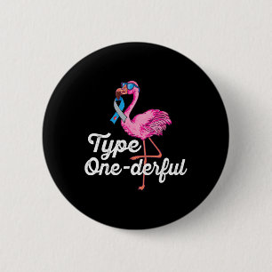 Geben Sie eine Niedliche Flamingo Typ 1 Diabetes-A Button