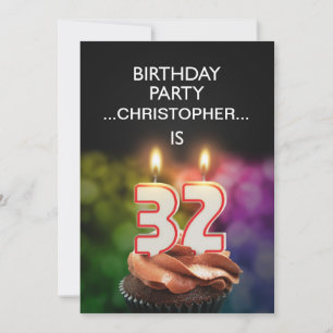 Geben Sie einen Namen, 32. Geburtstagsparty Einlad Einladung