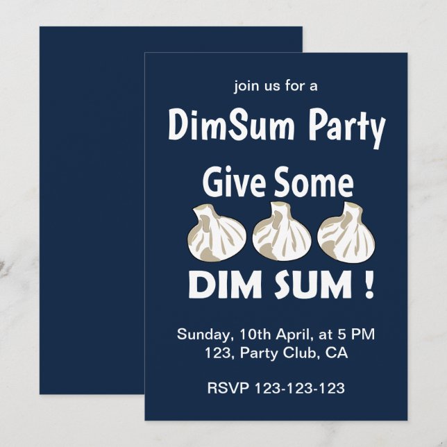 Geben Sie etwas Dim Sum Party Einladung (Vorne/Hinten)