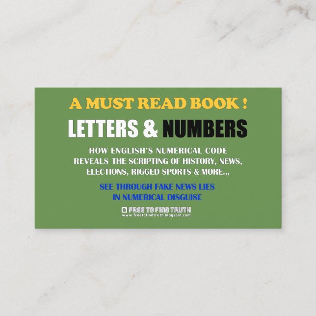 Geben Sie frei, um Wahrheit/Buchstaben u. Zahlen Visitenkarte (Vorderseite)