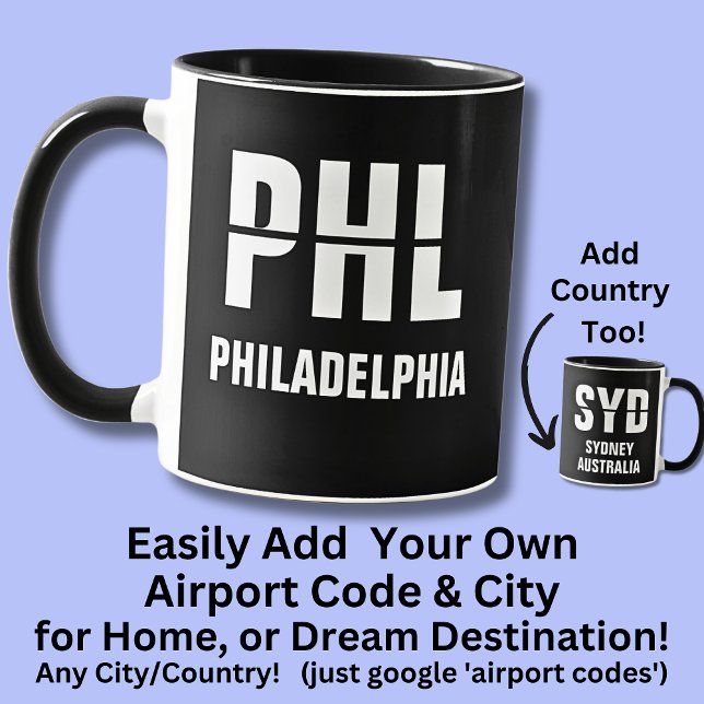 Geben Sie Ihre Code-Stadt, Flughafencode PHL Phila Tasse (Von Creator hochgeladen)
