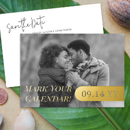 Geben Sie Ihren Kalender ein B&W Foto Hochzeit Sic Folieneinladung
