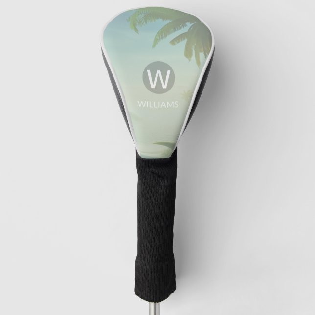 Geben Sie Ihren Namen als Tropenmonogramm ein Golf Headcover (Vorderseite)