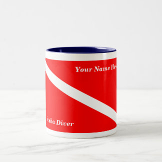 (Geben Sie Ihren Namen ein) Scuba Diver Coffee Tas Zweifarbige Tasse