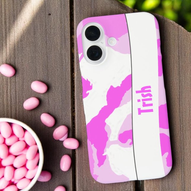 Geben Sie Ihren Namen Pink White Camouflage Patter Case-Mate iPhone Hülle (Template pink camouflaged phone case)