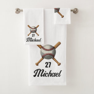 Geben Sie Ihren Namen und Ihre Nummer Baseball Cro Badhandtuch Set