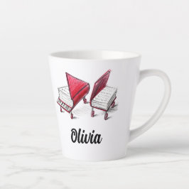 Geben Sie Ihren Namen zu Grand Piano Book Sketch e Milchtasse