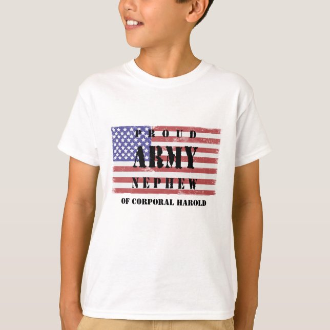 Geben Sie Ihren Onkel/Tanten Namen Proud Army Neph T-Shirt (Vorderseite)