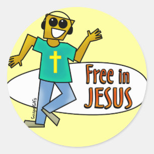 Geben Sie in Jesus frei Runder Aufkleber