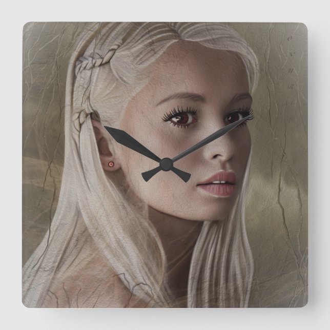 Geben Sie mir Liebe Quadratische Wanduhr (Vorderseite)