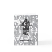 "Geben Sie nie" Notecard auf