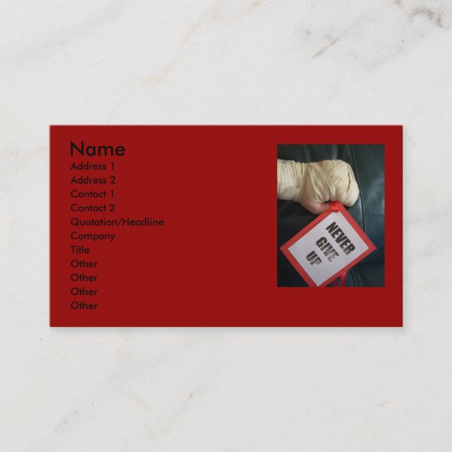 Geben Sie nie oben boxende Visitenkarten Visitenkarte (Vorderseite)