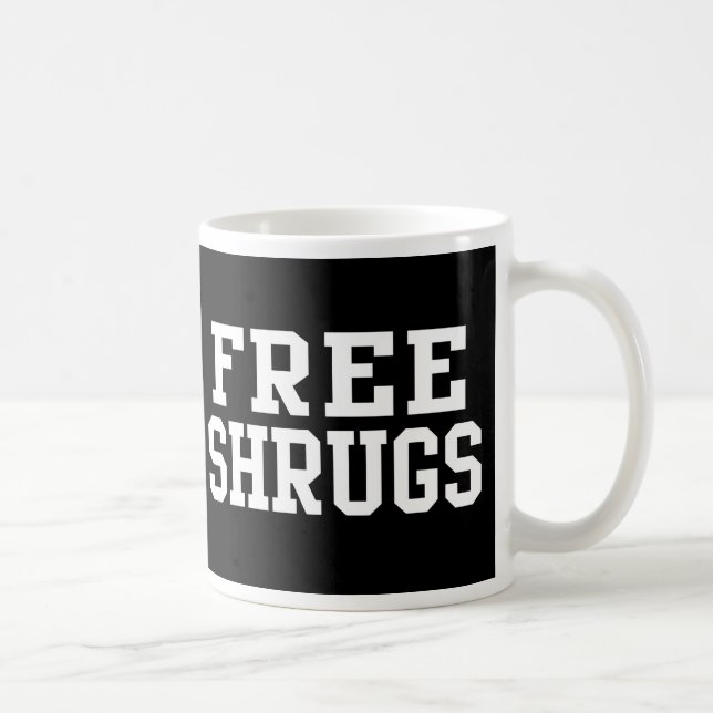 Geben Sie Shrugs, lustige Parodie frei Kaffeetasse (Rechts)