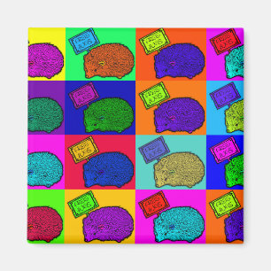 Geben Sie Umarmungs-Igels-bunte Pop-Kunst Popart Magnet