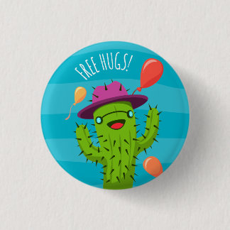 Geben Sie Umarmungs-Kaktus-Illustration - lustiges Button