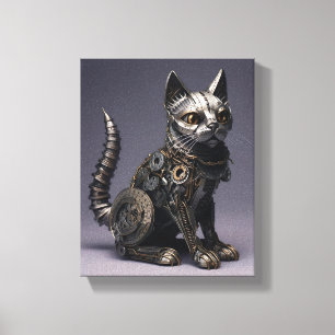 Geber und Whiskers: Steampunk-Metallkat Leinwanddruck