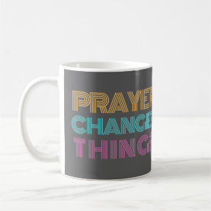 Gebet ändert Dinge Retro farbenfroh Christlich Kaffeetasse