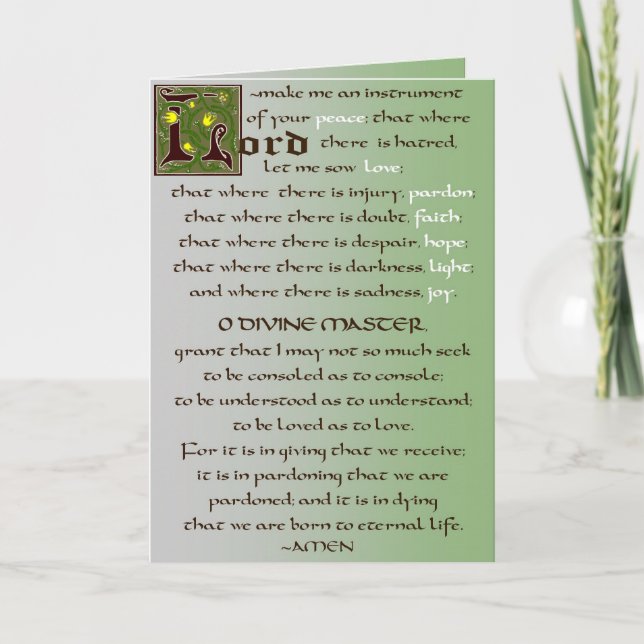 Gebet der St- Franciskatholisch-Karte Karte (Vorderseite)