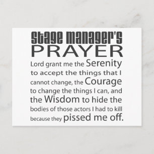 Gebet des Bühne-Managers Postkarte