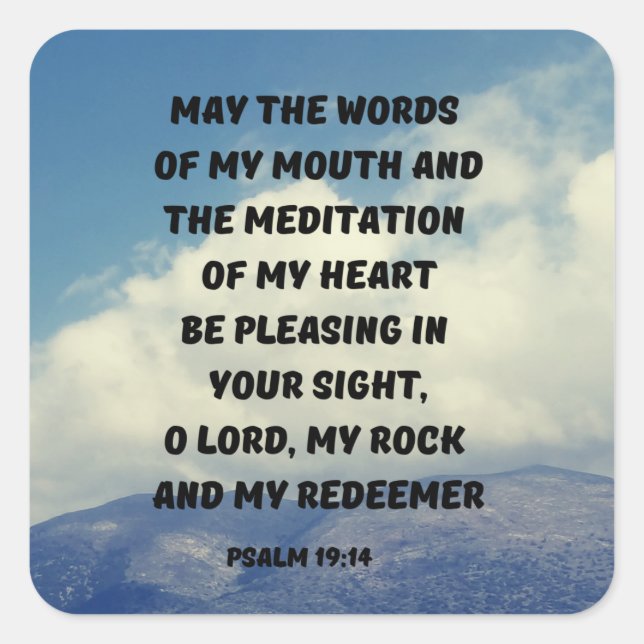 Gebet für das Verständnis Psalm 19:14 Bibelverse Quadratischer Aufkleber (Vorderseite)