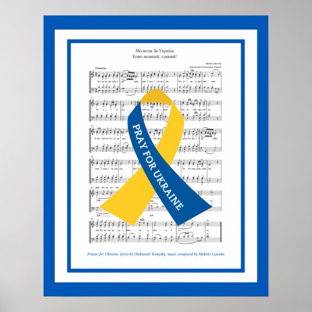Gebet für die Ukraine Hymne Noten Poster (Vorne)