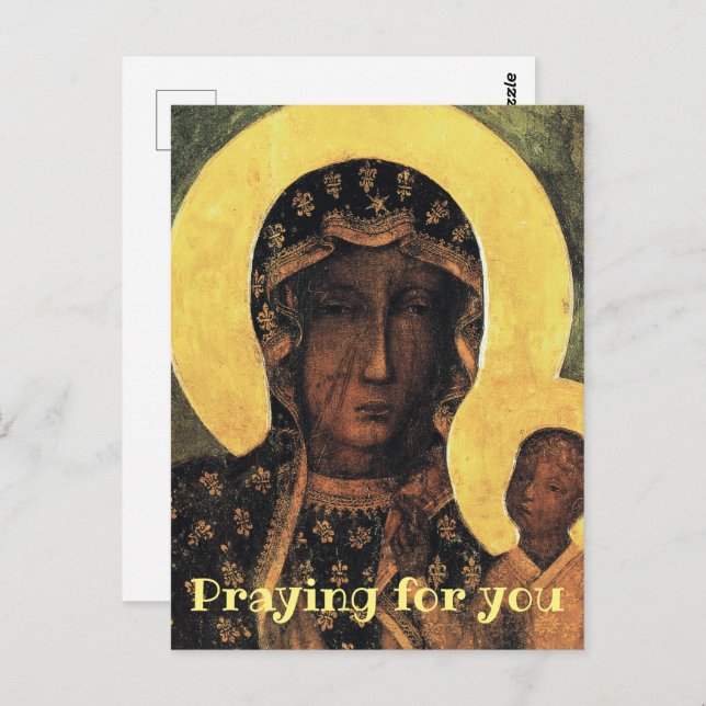 Gebet für euch katholisches Gebet Schwarze Madonna Postkarte (Vorne/Hinten)