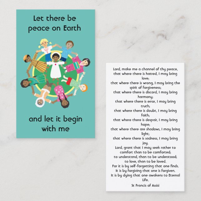 Gebet für Frieden St. Francis Karte (Vorne/Hinten)