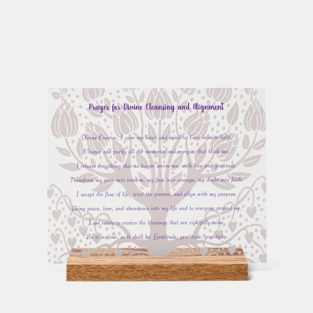 Gebet für göttliche Reinigung und Angleichung Acrylschild (Vorderseite)