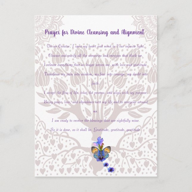 Gebet für göttliche Reinigung und Angleichung Postkarte (Vorderseite)