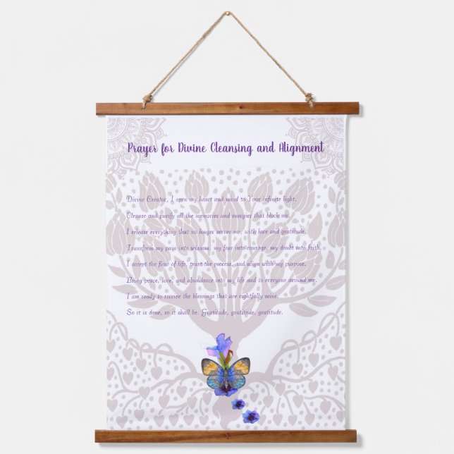 Gebet für göttliche Reinigung und Angleichung Wandteppich Mit Holzrahmen (Vorderseite)