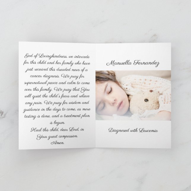 Gebet für Krebs diagnostiziertes Kind - eingefloss Karte (Innenseite)