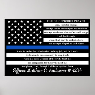 Gebet für Polizeibeamte Geschenk Dünne Blaue Linie Poster