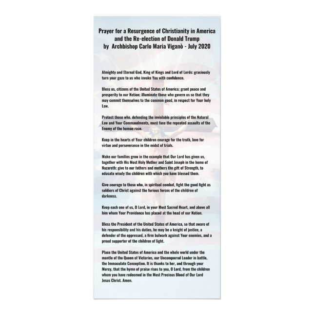 Gebet für Präsident Trump und die USA - Vigano Werbekarte (Vorne)