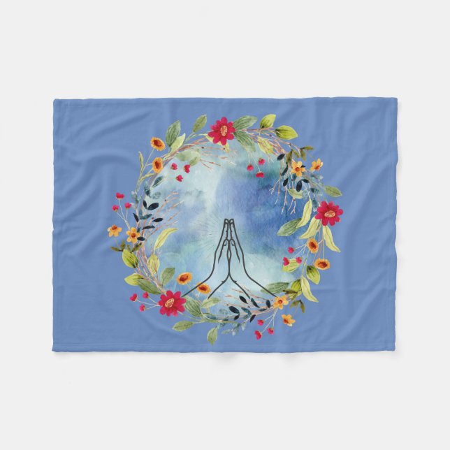 Gebet Hände Aquarell Fleecedecke (Vorderseite (Horizontal))