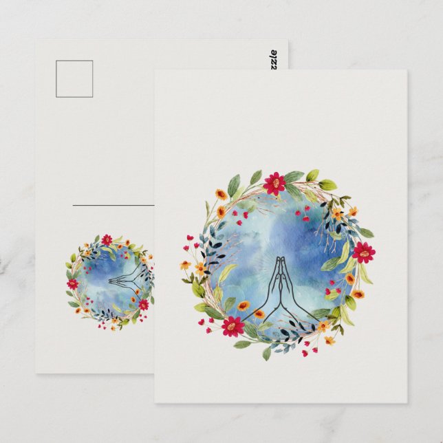 Gebet Hände Aquarell Postkarte (Vorne/Hinten)