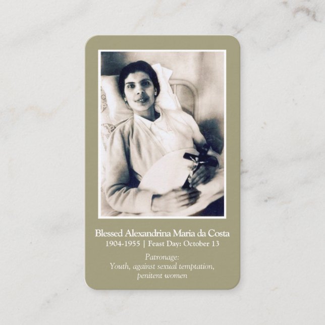 Gebet kardiert | gesegnetes Alexandrina Visitenkarte (Vorderseite)