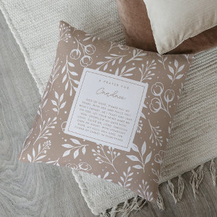 Gebet Keepake Geschenkschrift Tan Floral Kissen