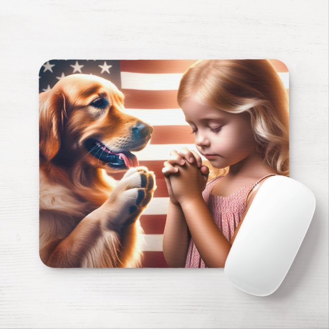 Gebet Kind und Goldener Retriever Mousepad (Mit Mouse)