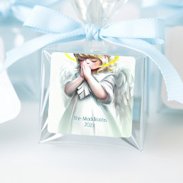 Gebet Kleine Girl Angel Wings Custom Quadratischer Aufkleber