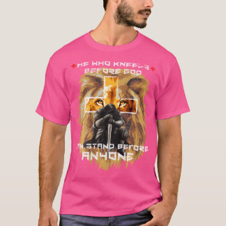 Gebet Krieger Löwe Judah Christlich Cross Back Pri T-Shirt