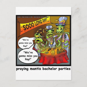 Gebet Mantis Batchelor Party Funny Gifts & T-Shirt Einladungspostkarte