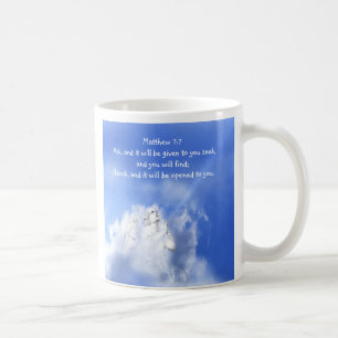 Gebet. Matthew 7:7 Scripture Verse mit Angel Sky Tasse