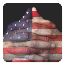 Gebet mit amerikanischer Flagge