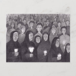 Gebet mit Kerzenlicht in Lourdes, Frankreich Postkarte