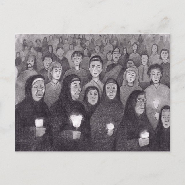 Gebet mit Kerzenlicht in Lourdes, Frankreich Postkarte (Vorderseite)